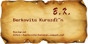 Berkovits Kurszán névjegykártya